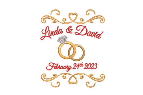 Custom Wedding Rings Embroidery Design